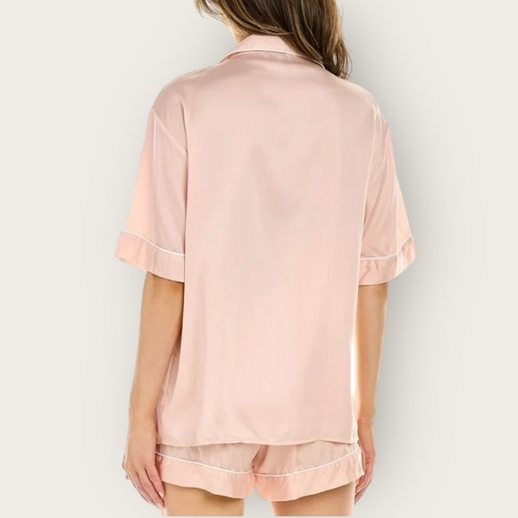 NWT | Ettitude | Signature Sateen Drawstring Shortie | Pink/White | Large - Picture 3 of 10